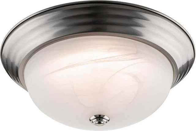 Main image of Builder Essential Collection LED 20W 15in 1,900 Lumens Round Flush Mount Ceiling Light with White Marbled Glass and 5-CCT Selectability 2700-3000-3500-4000-5000K and in Brushed Nickel