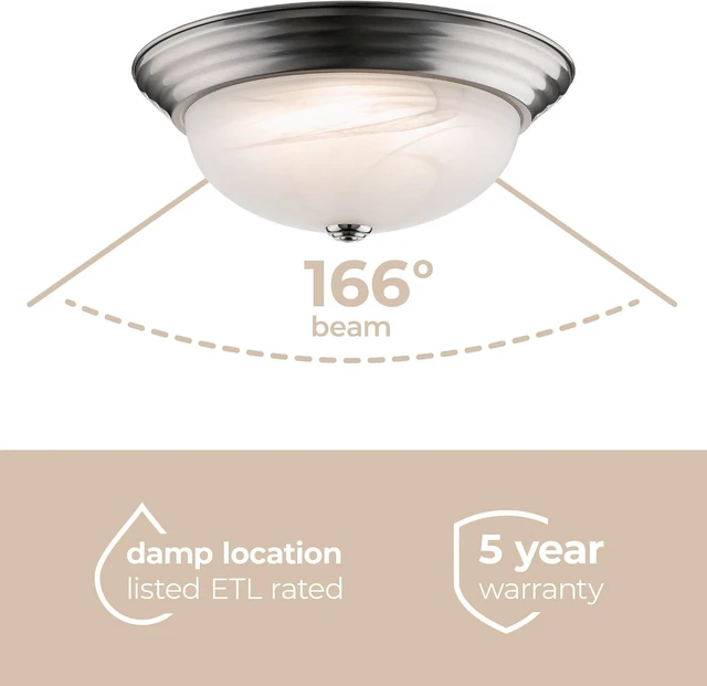 Alt view image 3 of 7 - Builder Essential Collection LED 20W 15in 1,900 Lumens Round Flush Mount Ceiling Light with White Marbled Glass and 5-CCT Selectability 2700-3000-3500-4000-5000K and in Brushed Nickel