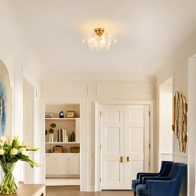 Alt view image 3 of 7 - Bubble Chandelier Bubble Ceiling Light 17in, Clear Swirled Globe