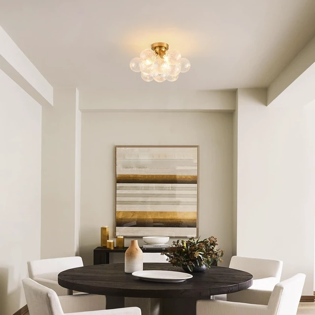Alt view image 7 of 7 - Bubble Chandelier Bubble Ceiling Light 17in, Clear Swirled Globe
