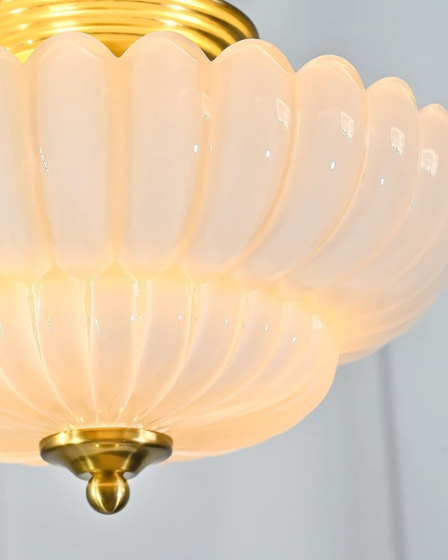 Alt view image 3 of 6 - 3-Light Corridor Fixture Semi-Recessed Ceiling Light White Glass Modern Lighting Suitable for Bedroom, Kitchen, Entryway, Bathroom Ceiling Installation