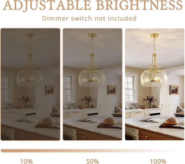 Alt view image 3 of 7 - KARTOOSH Gold Chandelier Kitchen Pendant Lighting Over Island