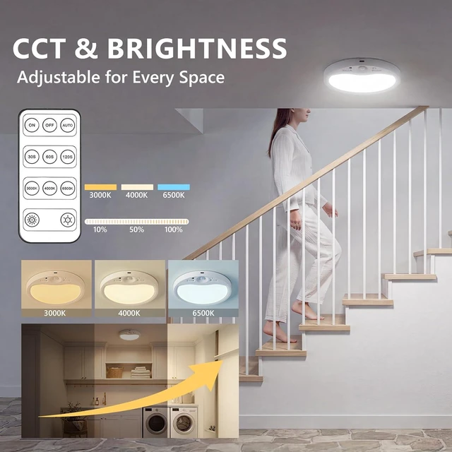 Alt view image 5 of 7 - 4PK Rechargeable Motion Sensor Ceiling Light With Remote, Magnetic Easy Use