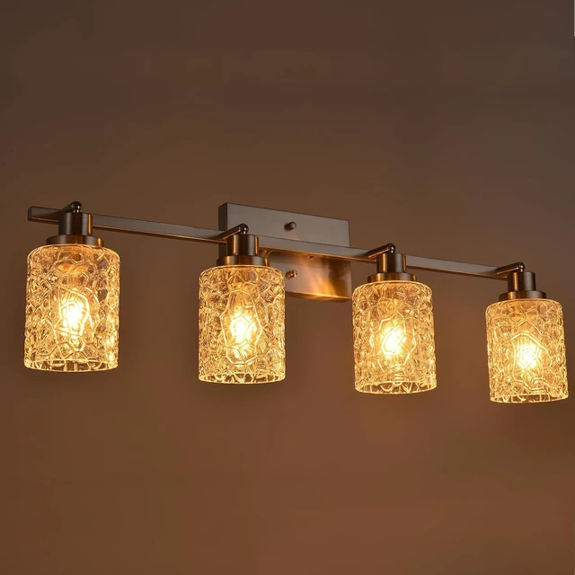 Alt view image 2 of 7 - 4 Light Semi Flush Mount Ceiling Light with Directional Rotatable Heads, Clear Glass Shades Modern Bathroom Vanity Lighting in Brushed Nickel Finish Track Lighting Kit Spotlight