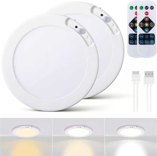 Main image of Rechargeable Ceiling Light with Remote, 8000mAh Magnetic Motion Sensor Ceiling Light, 7.5in Slim Motion Sensor Light with Timer for Hallway, Gagrage, Stairs, Closet, Shower2pack