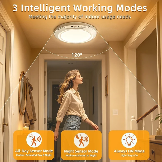 Alt view image 3 of 7 - Rechargeable Motion Sensor Ceiling Light Motion Sensor Light