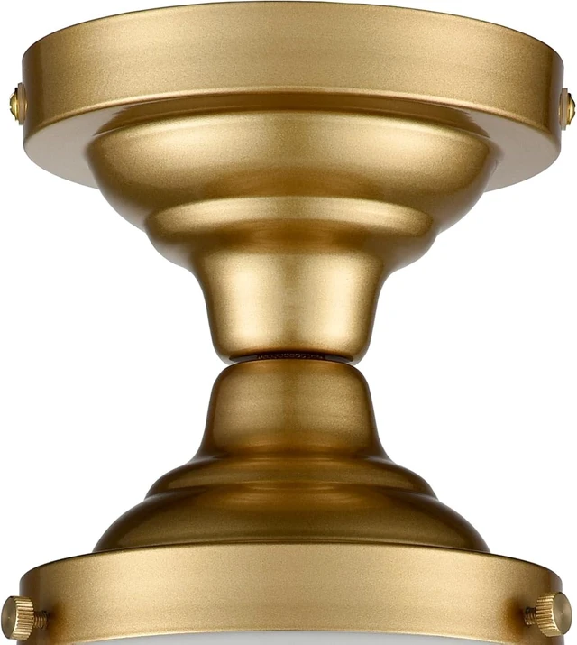 Alt view image 5 of 7 - CLAXY Modern Gold Schoolhouse Ceiling Light Semi-Flush Mount Ribbed Shade