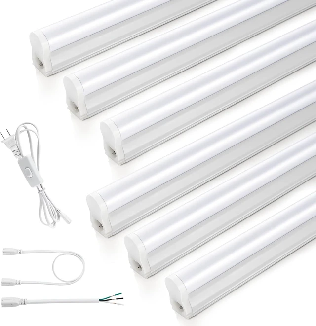 Main image of T5 LED Shop Lights 4FT, 20W 2800lm 6500K, Cabinet and Garage Light 6 Pack