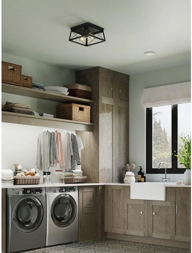 Alt view image 2 of 7 - Progress Lighting Briarwood 12" 2-Light Flush Mount Light, Textured Black