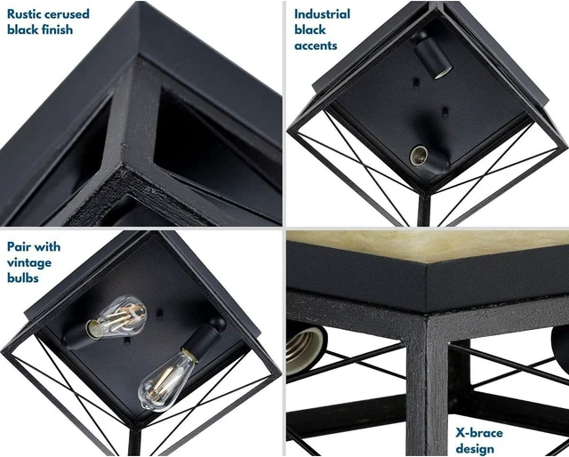 Alt view image 5 of 7 - Progress Lighting Briarwood 12" 2-Light Flush Mount Light, Textured Black