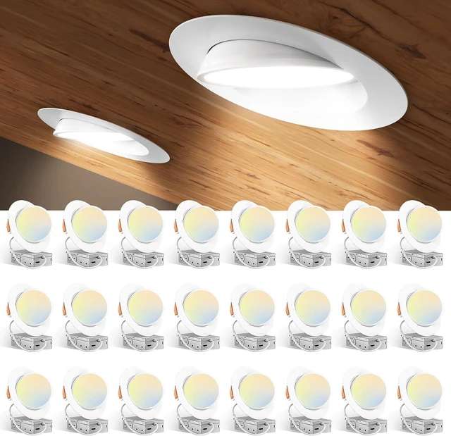 Main image of Amico 24 Pack 6 Inch 5CCT Gimbal LED Recessed Ceiling Light