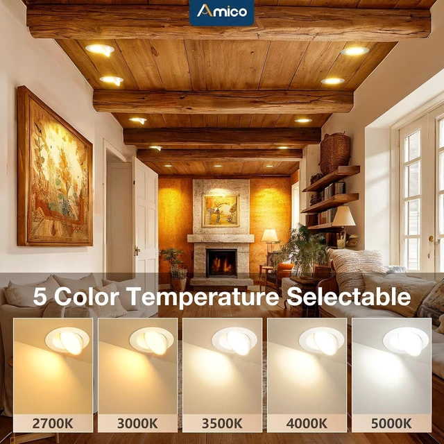 Alt view image 3 of 7 - Amico 24 Pack 6 Inch 5CCT Gimbal LED Recessed Ceiling Light