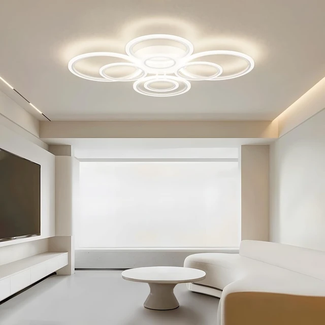 Alt view image 2 of 7 - Modern LED Ceiling Light, 31.8-Inch, 3 Color Temps, 3348LM