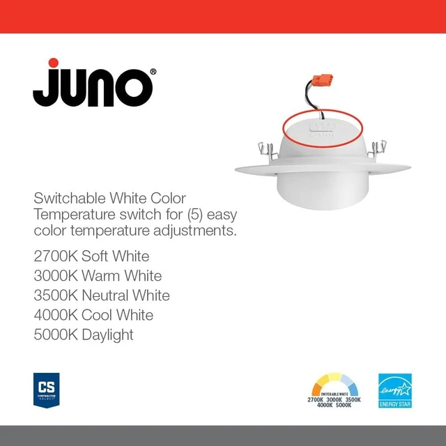 Alt view image 3 of 7 - Juno RetroBasics 5"/6" Inch Adjustable LED Recessed Lighting 5-in-1 CCT