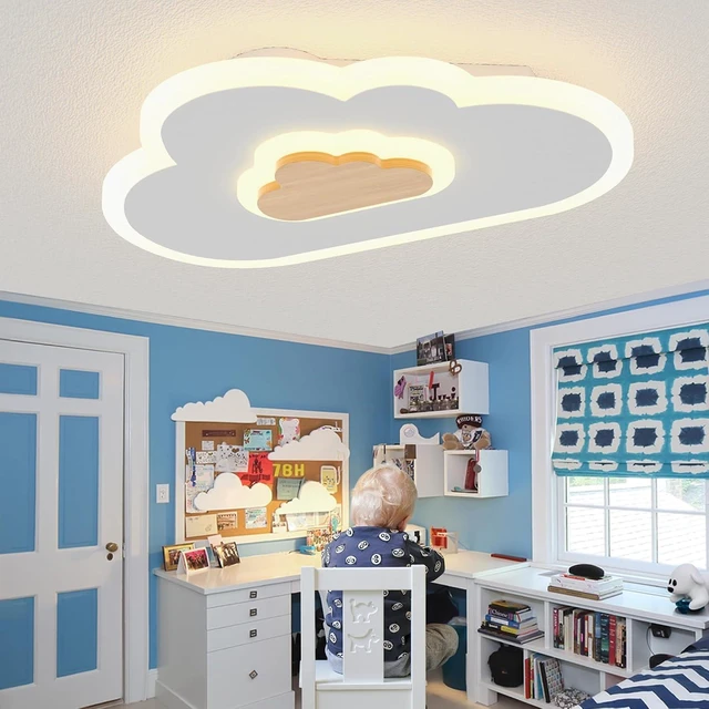 Main image of LED Ceiling Light Fixture 15.7in Dimmable Children Cloud Lights for Ceiling with Remote Control 20W Creative Wooden Bedroom Ceiling Lamp for Kids Room Bedroom Living Room