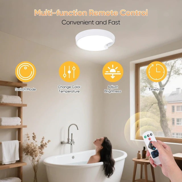 Alt view image 5 of 7 - Rechargeable Motion Sensor Ceiling Light: Remote Closet Light Indoor