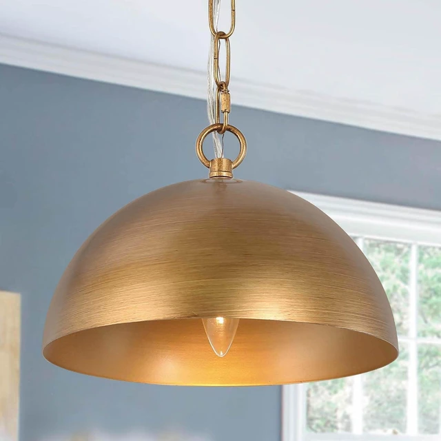 Main image of KSANA Pendant Light Kitchen Island, 10" Modern Gold Pendant Lighting Dome Shade Pendant Light Fixtures for Kitchen, Dining Room, Hallway, Brushed Antique Gold Finish
