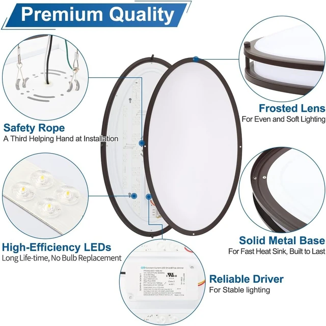 Alt view image 2 of 7 - DAKASON 24Inch Oval LED Flush Mount Ceiling Light Fixture, 40W 4000LM 3CCT