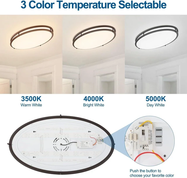 Alt view image 3 of 7 - DAKASON 24Inch Oval LED Flush Mount Ceiling Light Fixture, 40W 4000LM 3CCT
