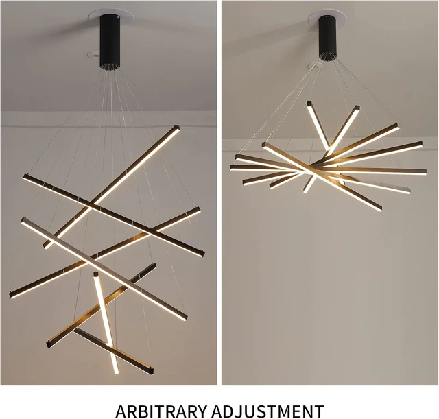Alt view image 3 of 7 - JAYMP Modern LED Chandeliers Dimmable Pendant Light Fixture 7 Lights for High Ceiling Living Room Dining Room Staircase Restaurant Sputnik Floating Sculptural Art Hanging Lamp (Black, 39.4inch)