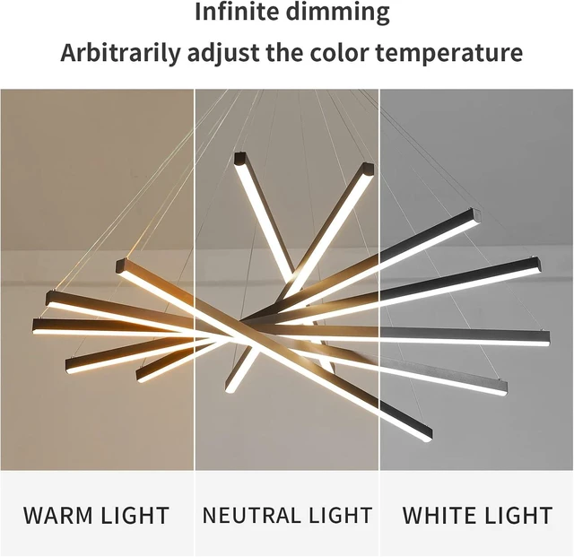 Alt view image 4 of 7 - JAYMP Modern LED Chandeliers Dimmable Pendant Light Fixture 7 Lights for High Ceiling Living Room Dining Room Staircase Restaurant Sputnik Floating Sculptural Art Hanging Lamp (Black, 39.4inch)