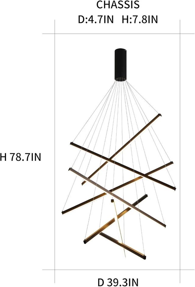 Alt view image 5 of 7 - JAYMP Modern LED Chandeliers Dimmable Pendant Light Fixture 7 Lights for High Ceiling Living Room Dining Room Staircase Restaurant Sputnik Floating Sculptural Art Hanging Lamp (Black, 39.4inch)
