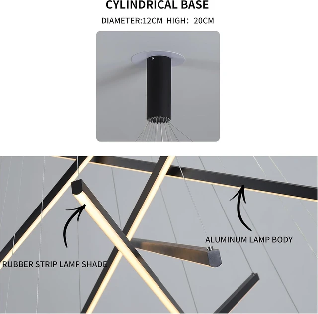 Alt view image 6 of 7 - JAYMP Modern LED Chandeliers Dimmable Pendant Light Fixture 7 Lights for High Ceiling Living Room Dining Room Staircase Restaurant Sputnik Floating Sculptural Art Hanging Lamp (Black, 39.4inch)