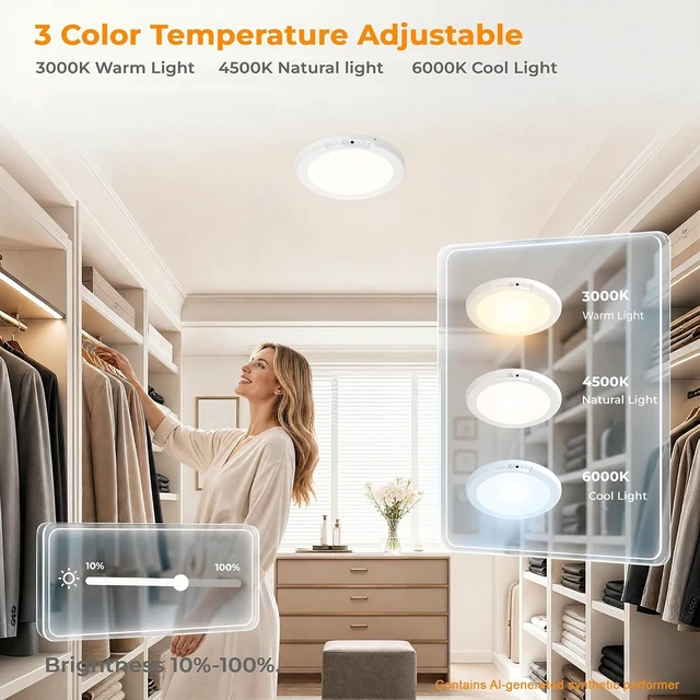 Alt view image 2 of 7 - SOCHER Battery Operated Motion Sensor Magnetic Ceiling Light,