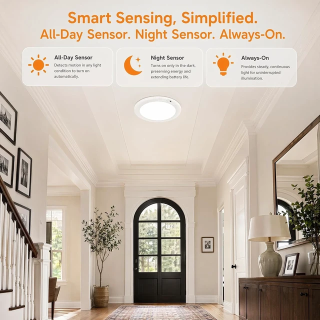 Alt view image 4 of 7 - SOCHER Battery Operated Motion Sensor Magnetic Ceiling Light,