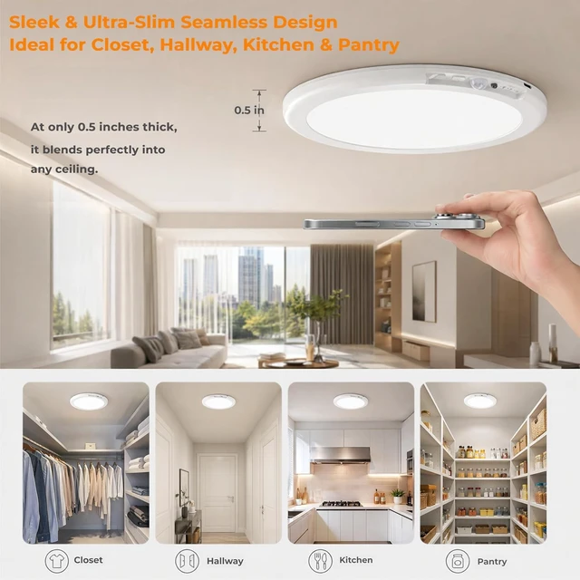 Alt view image 5 of 7 - SOCHER Battery Operated Motion Sensor Magnetic Ceiling Light,