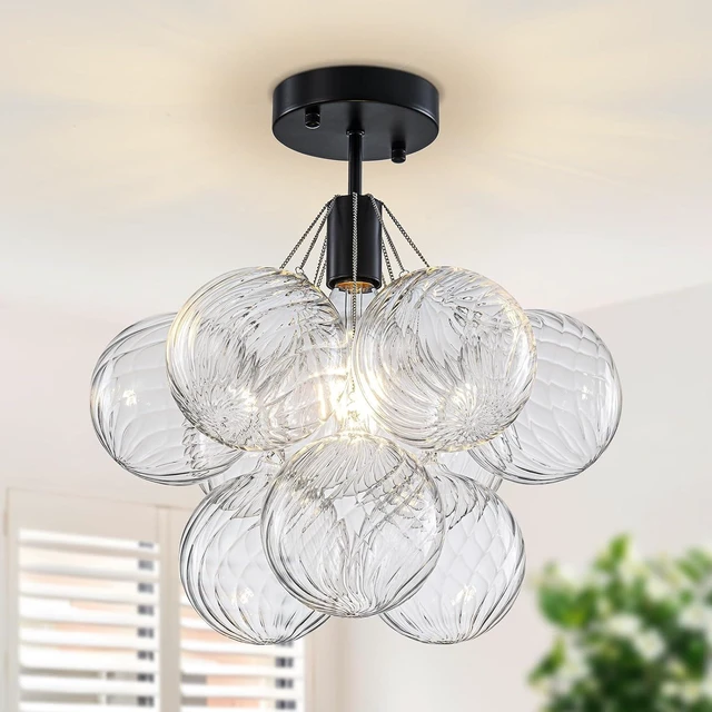 Main image of Flush Mount Ceiling LightMid Century Modern Chandelier Lighting Black