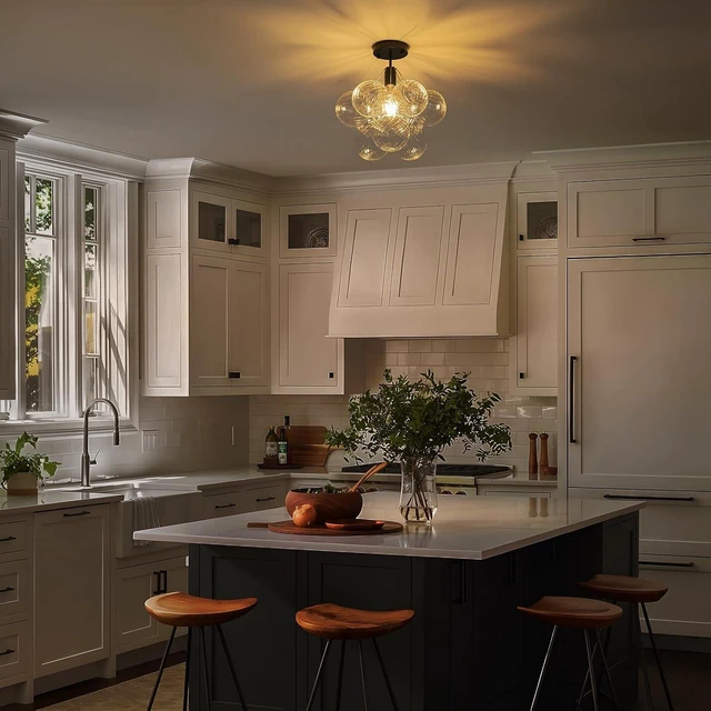 Alt view image 2 of 7 - Flush Mount Ceiling LightMid Century Modern Chandelier Lighting Black