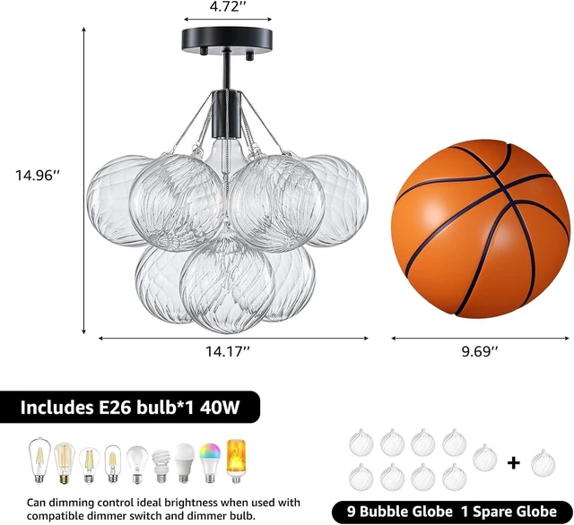 Alt view image 5 of 7 - Flush Mount Ceiling LightMid Century Modern Chandelier Lighting Black