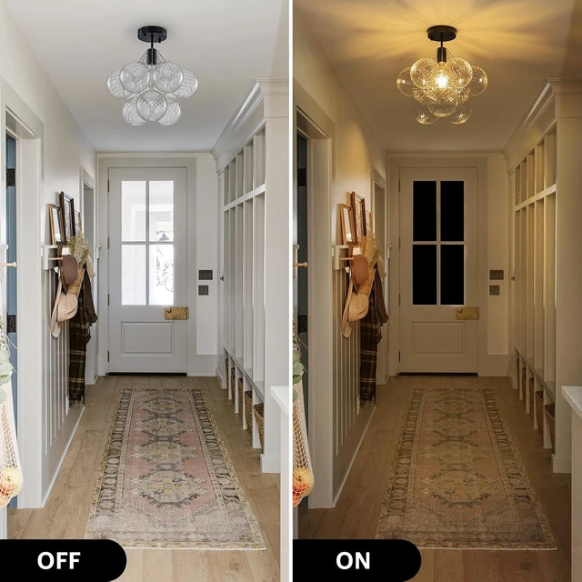 Alt view image 4 of 7 - Flush Mount Ceiling LightMid Century Modern Chandelier Lighting Black