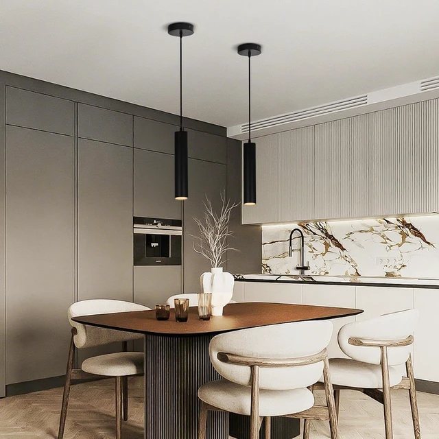 Alt view image 3 of 7 - Black Pendant Lights 2 Pack, 3W 3000K LED for Kitchen Island, Non-Dimmable