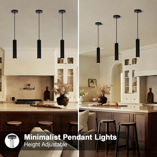 Alt view image 2 of 7 - Black Pendant Lights 2 Pack, 3W 3000K LED for Kitchen Island, Non-Dimmable