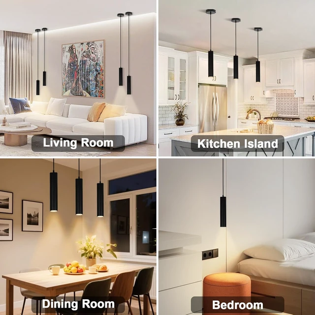 Alt view image 6 of 7 - Black Pendant Lights 2 Pack, 3W 3000K LED for Kitchen Island, Non-Dimmable