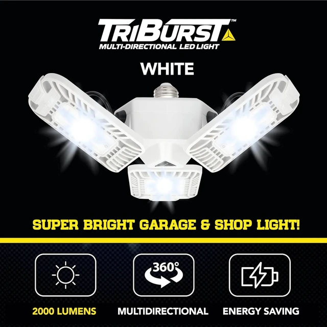 Alt view image 6 of 7 - Bell+Howell Triburst 2000 Lumens Energy Saving Indoor Lights Ultra Bright Lighting with 72 LED Bulbs Multi-Directional Triple Panel for Brighter Workshops Bedroom Garage Ceiling Light As Seen On TV