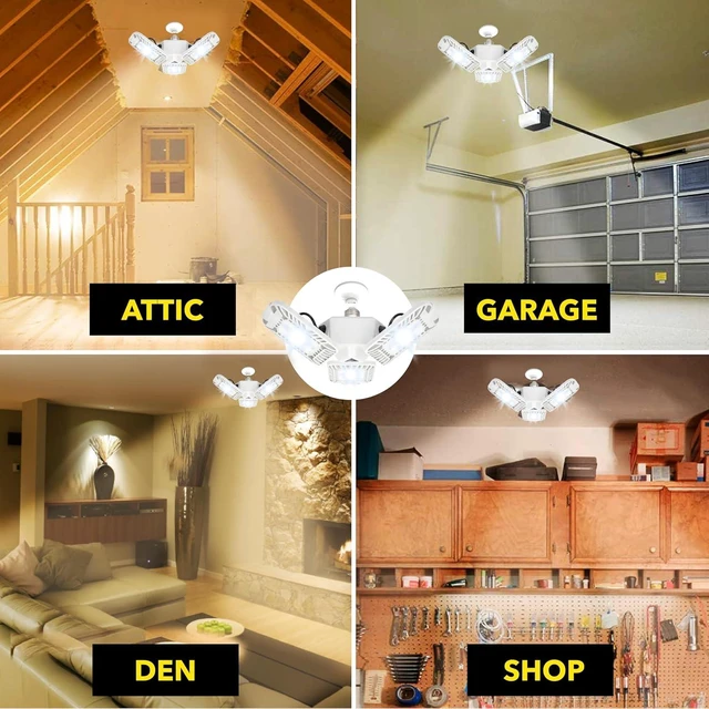 Alt view image 7 of 7 - Bell+Howell Triburst 2000 Lumens Energy Saving Indoor Lights Ultra Bright Lighting with 72 LED Bulbs Multi-Directional Triple Panel for Brighter Workshops Bedroom Garage Ceiling Light As Seen On TV