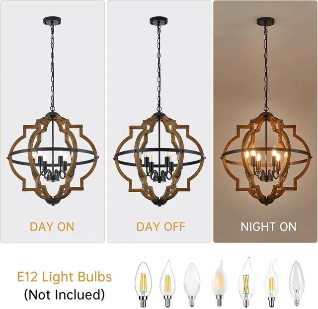Alt view image 7 of 7 - 22.83" 6 Light Brown Oak Wood Drum Pendant Light for Dining Room