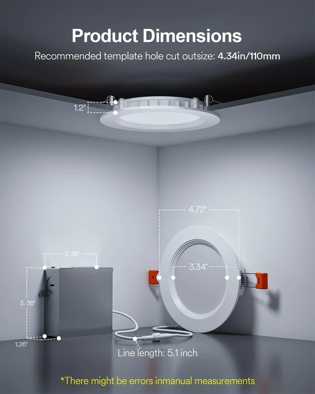 Alt view image 6 of 7 - Lumary Smart WiFi LED Recessed Lighting 4'', RGBWW Ceiling Can Light, 4Pack