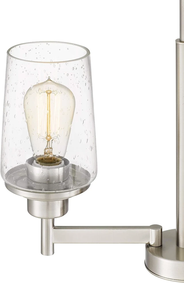 Alt view image 6 of 7 - Tawson Jacob Modern 3-Light Chandelier Pendant Ceiling Light Brushed Nickle Seeded Glass Adjustable Height for Hallway, Entryway, Passway, Dining, Kitchen
