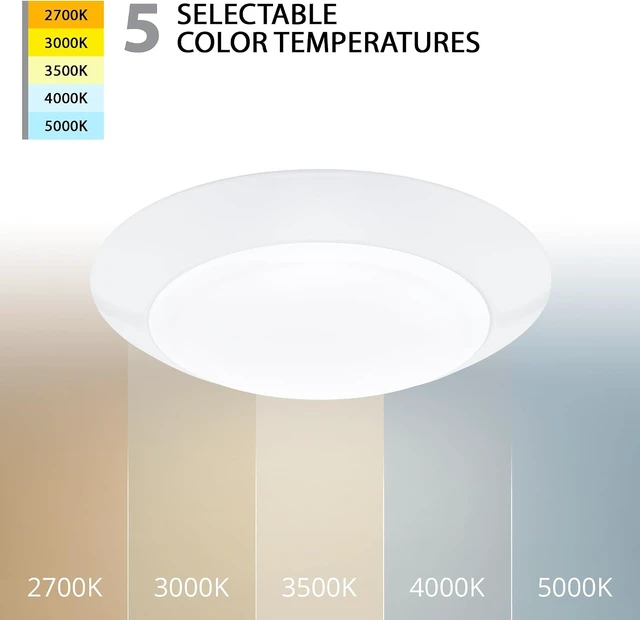 Alt view image 2 of 7 - WAC Lighting Disc 6in LED Round Flush Mount with Recessed Retrofit Kit 5-CCT Selectable 2700K-3000K-3500K-4000K-5000K 15W 950 Lumens in White (Pack of 4)