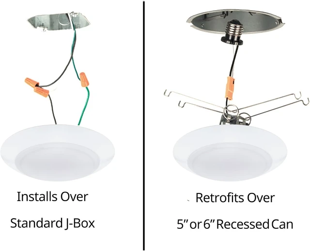 Alt view image 4 of 7 - WAC Lighting Disc 6in LED Round Flush Mount with Recessed Retrofit Kit 5-CCT Selectable 2700K-3000K-3500K-4000K-5000K 15W 950 Lumens in White (Pack of 4)