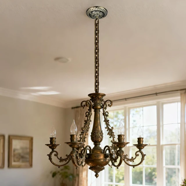 Alt view image 4 of 7 - Homoyoyo Chandelier Canopy with Hook:Vintage Chandelier Ceiling Plate with Retro Pendant Light Canopy Decorative Kit for DIY Homeowners,Lighting Professionals for Pendant Satin Brass Easy Installatio