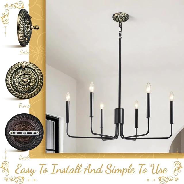 Alt view image 5 of 7 - Homoyoyo Chandelier Canopy with Hook:Vintage Chandelier Ceiling Plate with Retro Pendant Light Canopy Decorative Kit for DIY Homeowners,Lighting Professionals for Pendant Satin Brass Easy Installatio