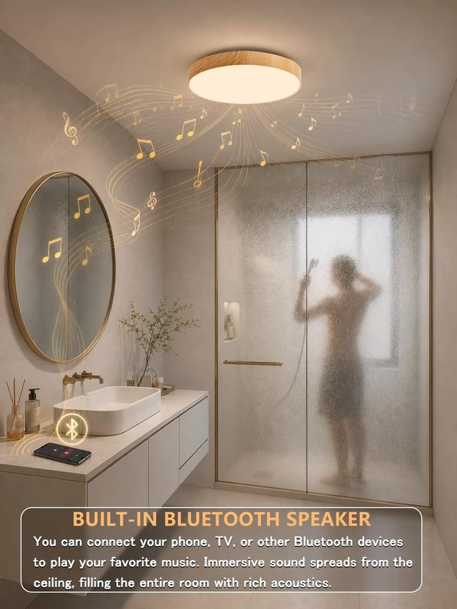 Alt view image 2 of 7 - Led Flush Mount Ceiling Light with Bluetooth Speaker 13 Inch