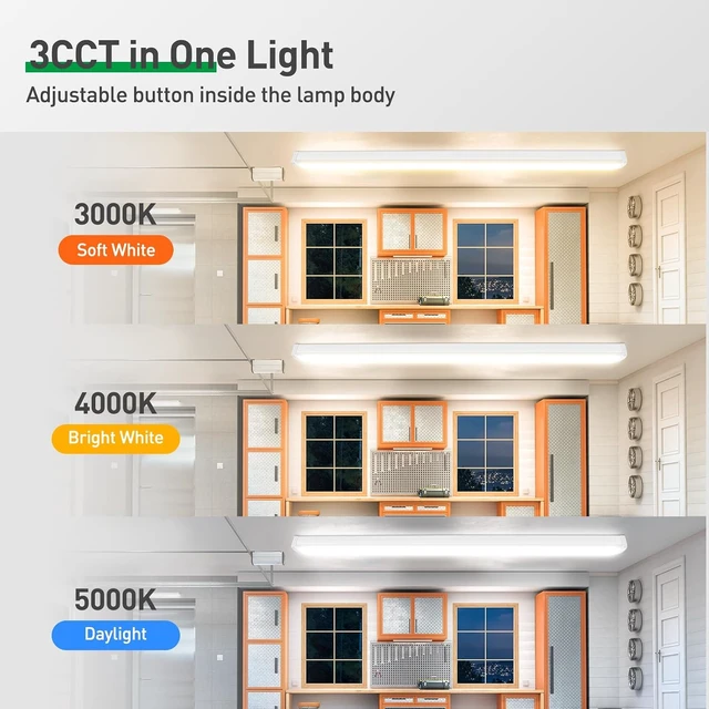 Alt view image 3 of 7 - ALUSSO® 3CCT 3000K/4000K/5000K Adjustable LED Wraparound Light, 4FT 40W LED Shop Lights, Low-Profile Flush Mount Ceiling Light Fixture for Kitchen, Closet, Garage, Office, Hallway, 2Pack