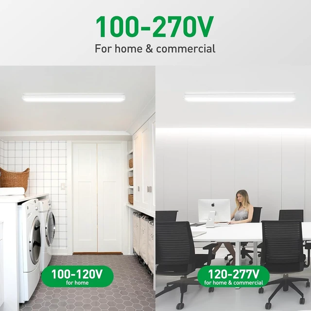 Alt view image 4 of 7 - ALUSSO® 3CCT 3000K/4000K/5000K Adjustable LED Wraparound Light, 4FT 40W LED Shop Lights, Low-Profile Flush Mount Ceiling Light Fixture for Kitchen, Closet, Garage, Office, Hallway, 2Pack