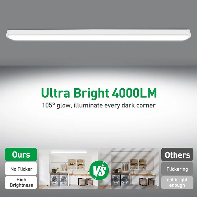 Alt view image 5 of 7 - ALUSSO® 3CCT 3000K/4000K/5000K Adjustable LED Wraparound Light, 4FT 40W LED Shop Lights, Low-Profile Flush Mount Ceiling Light Fixture for Kitchen, Closet, Garage, Office, Hallway, 2Pack